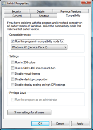 Compatibility Mode in Windows Vista